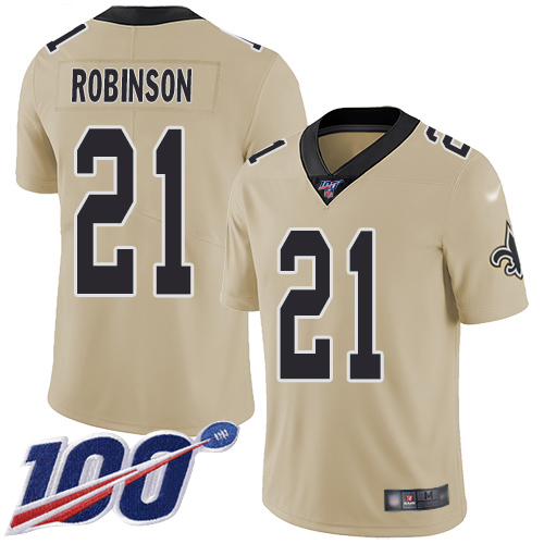 Men New Orleans Saints Limited Gold Patrick Robinson Jersey NFL Football #21 100th Season Inverted Legend Jersey->new orleans saints->NFL Jersey